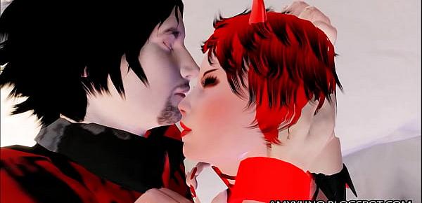  Erotic Redhead Goth Emo Babe In Virtual 3D MMO Porn World